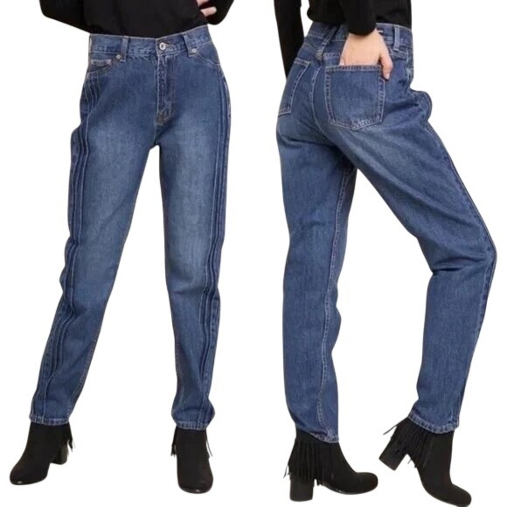 Umgee High Waist Rise Mom Fit Denim Jeans Pintuck Leg 90s Old School Size 29 NWT